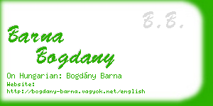 barna bogdany business card